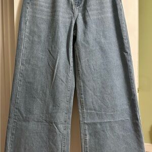 Wide Leg Denim Jeans Light Wash Size M Tall